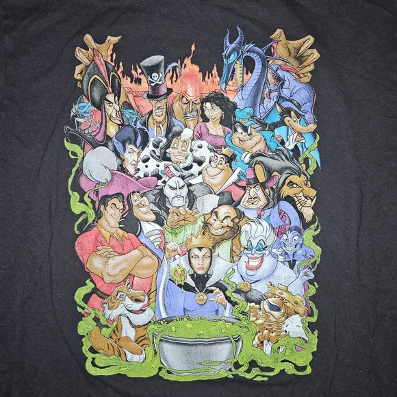 Disney Villains Long Sleeve Graphic T-Shirt Mens XL Black Ursula Maleficent Scar - Picture 2 of 8